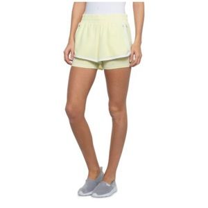 SPYDER 🕷 Stretch Woven Running Shorts with Built-In Undershorts (Limoncello) -L